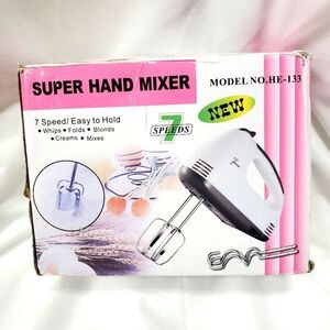7 Speeds Super Hand Mixer Electric Egg Beater Handheld Blender White